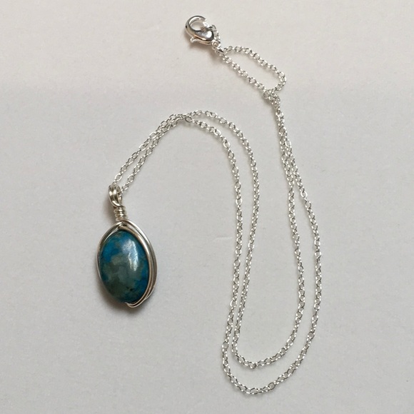 Jewelry - Crazy Lace Blue Agate on Silver Plated Chain